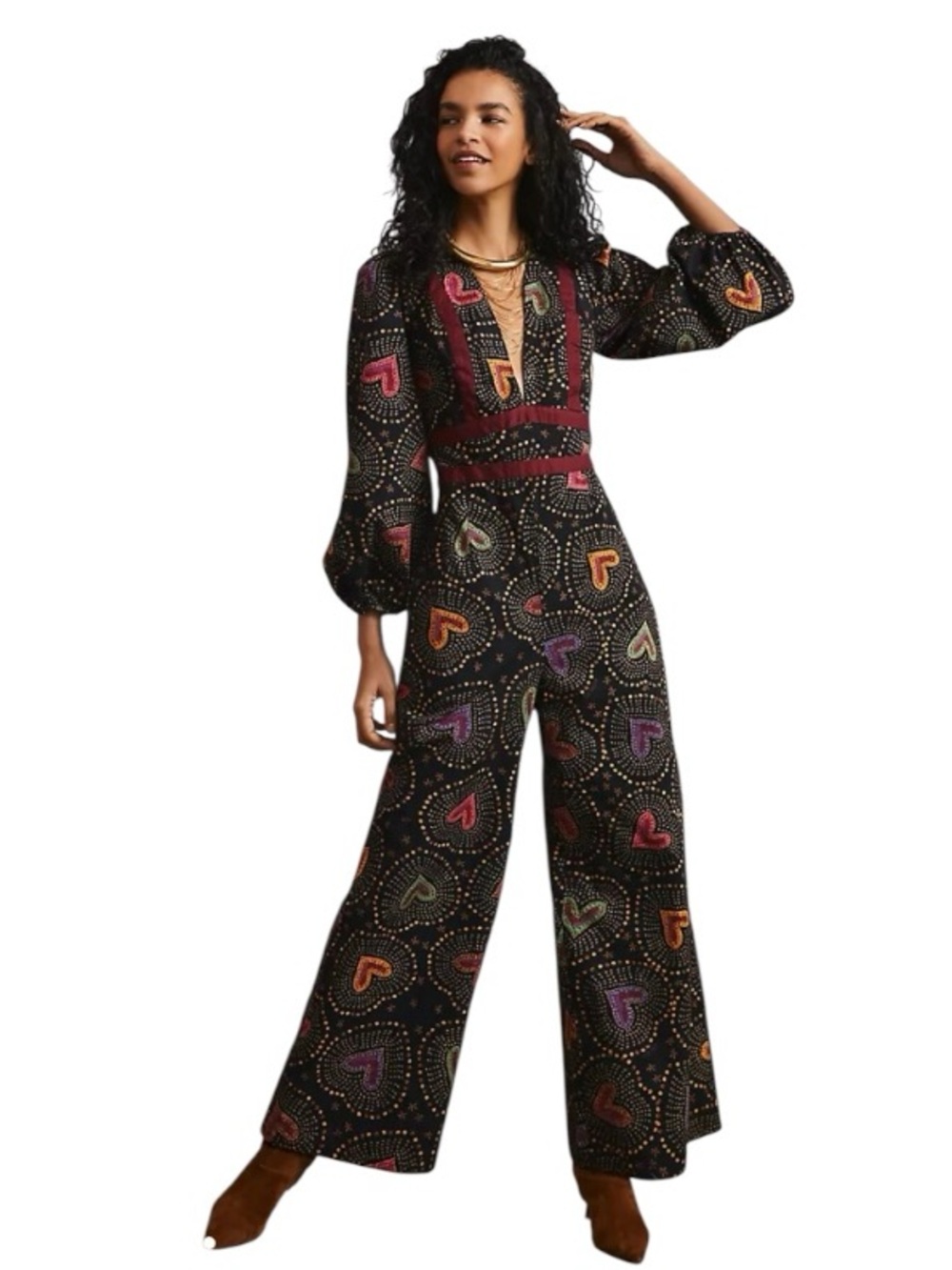 Farm Rio for Anthropologie Deep V Jumpsuit